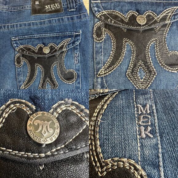 MEK Denim Maldives‎ Bootcut Men's 42X35 Button Fly Blue Jean Vintage Made in USA - Picture 11 of 12